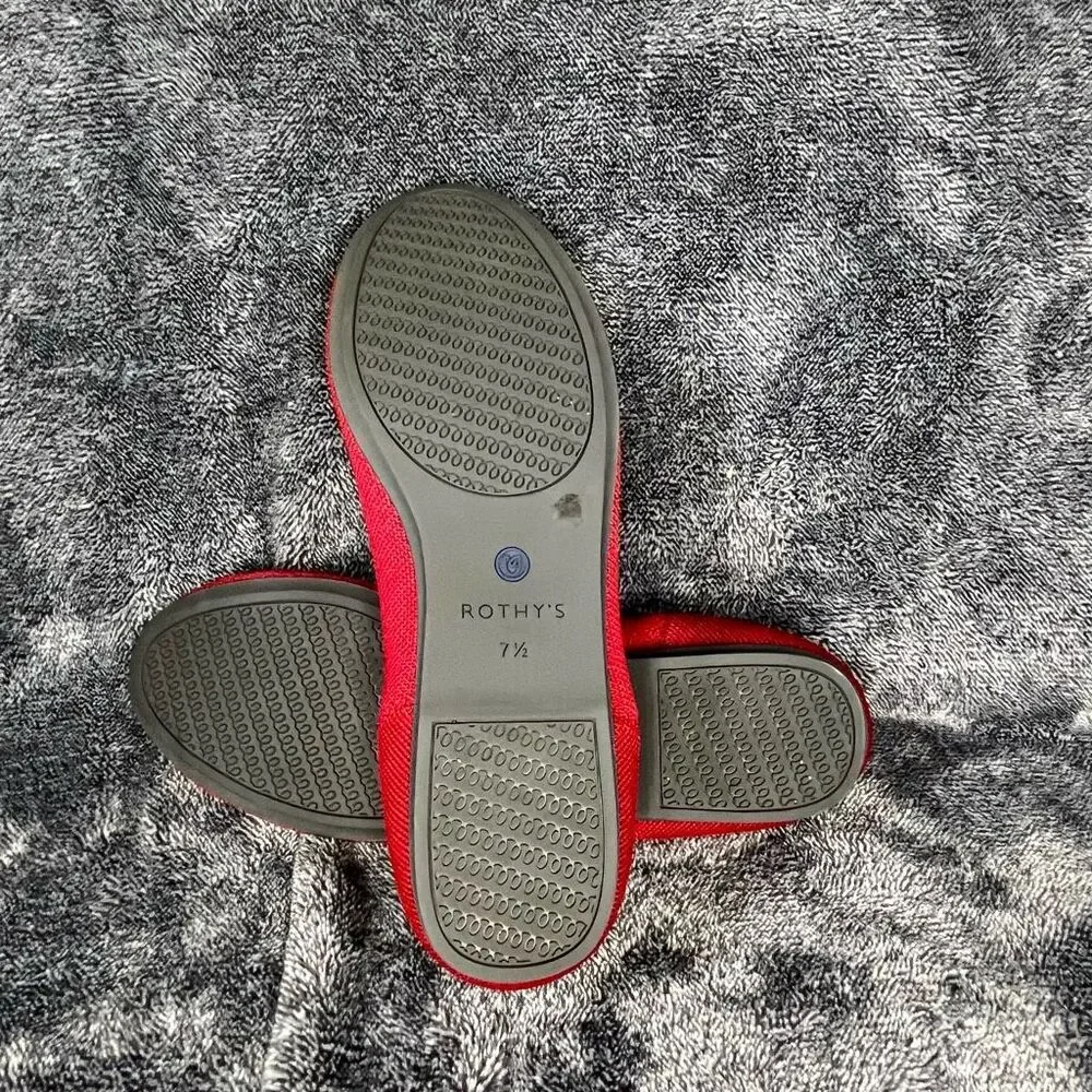 Rothy's Flats Women's 7.5 Red Round Toe Slip-On Knit Shoes
